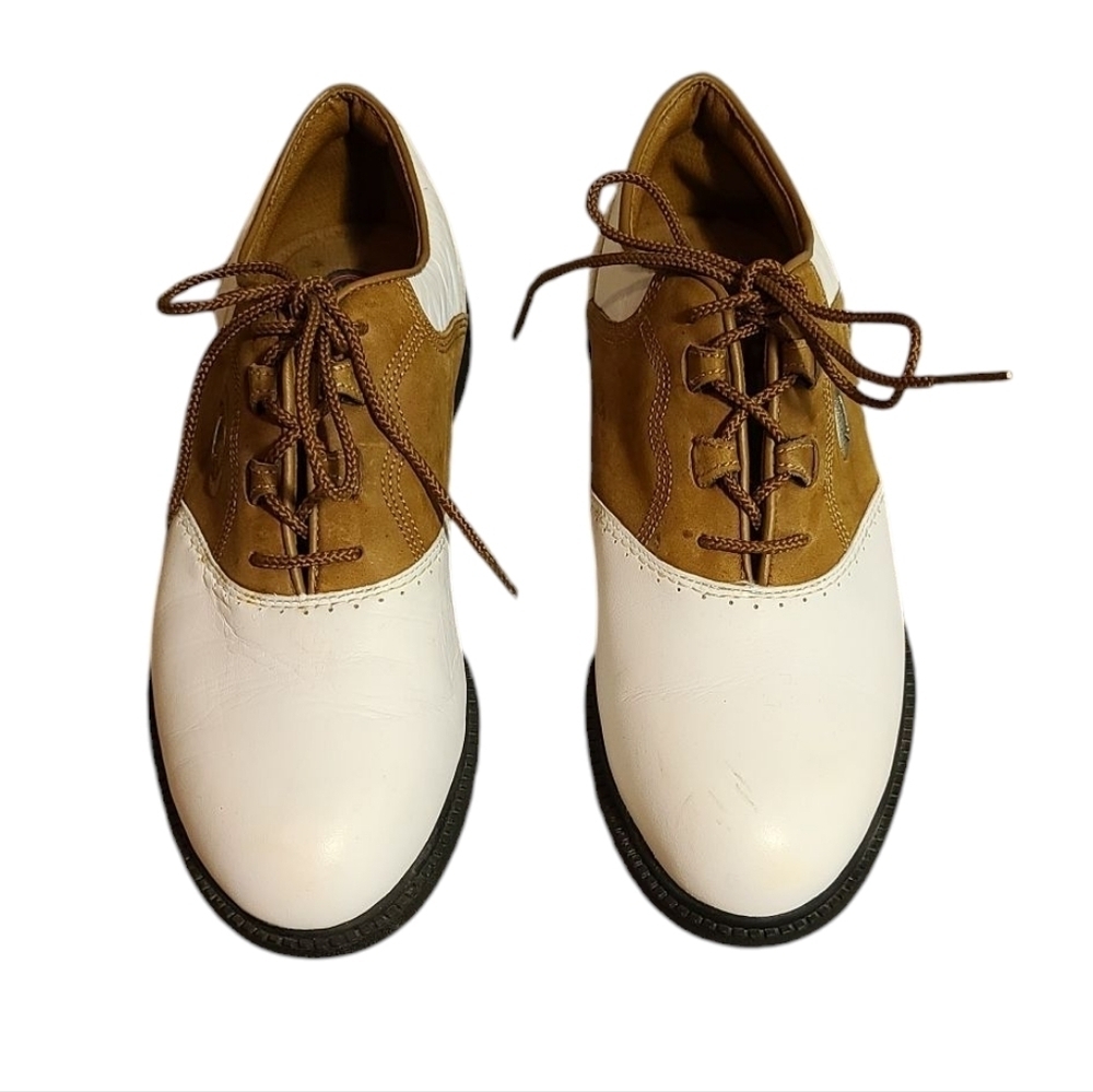 NIKE Zoom Air Golf Sneakers White And Tan Colorblock Spikes 7M